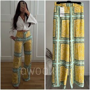 ZARA LINEN BLEND PRINTED PANTS